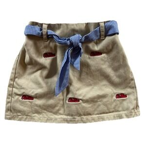 Vive La Fete Girls Ole Miss Mississippi Skort Skirt Khaki Gingham Beige Blue 2